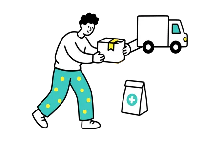 服薬指導から配送までのイラスト