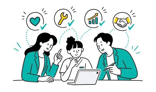 Web集患の課題を相談する医療スタッフと担当者のイラスト