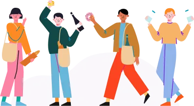 複数の若者のイラスト